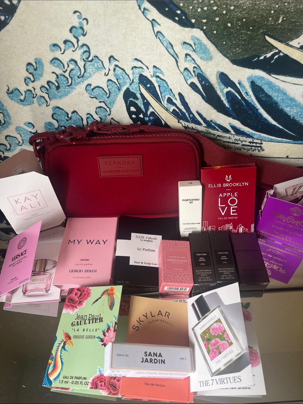 Dagne Dover adjustable and removable strap crossbody  w/ iconic fragrance bundle